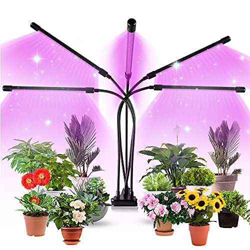 Aogled Pflanzenlampe LED 50W,5 Kopf Pflanzenlicht Vollspektrum,150 LED Grow Light mit Clip,Timing 3/9/12H,3 Modi,10 Lichtstärken Dimmbar Pflanzenleuchte für Sukkulenten,Tomaten,kleine Zimmerpflanzen von Aogled