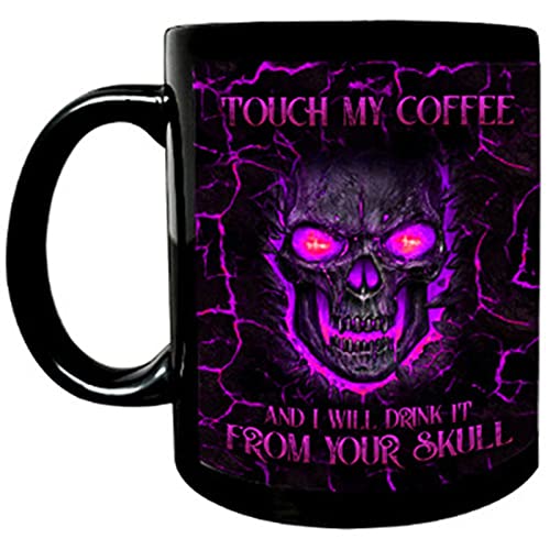 Aoguaro 300 ml Totenkopf-Tasse für Erwachsene, Männer und Frauen, mit Griff, Halloween-Totenkopf-Tasse, Keramik, sowohl heiß als auch kalt für Kaffee, Getränke, Wasser, Bier, Tee, Milch usw von Aoguaro