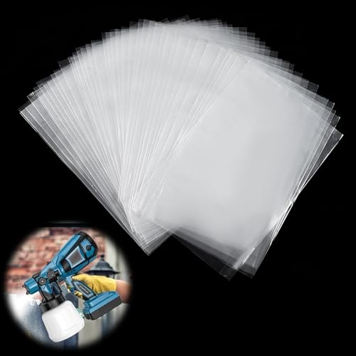 40 Stück Sprühpistolenbeutel Farbsprüher Teile Sprühbecher Liner Transparente Sprühpistole Tasse Kanister Liner für HVLP Farbsprüher Zubehör Farbsprühbeutel (24,6 x 20,8 cm) von Aohcae