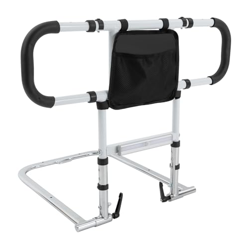 Aohuada Bett-Hilfsschiene Faltbare Bett-Hilfsschiene faltbar verstellbare Höhe Länge mit Nachtsensorlicht Tragkraft 136kg für Senioren 56-61cm x 53-69cm Weiß von Aohuada