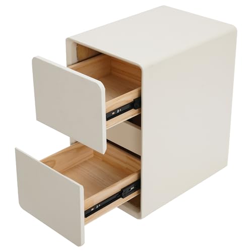 Aohuada Nachttisch mit 2 Schubladen Aufbewahrungsschrank Schlafzimmer Beistelltisch 40x30x48cm klassisches Weiß von Aohuada