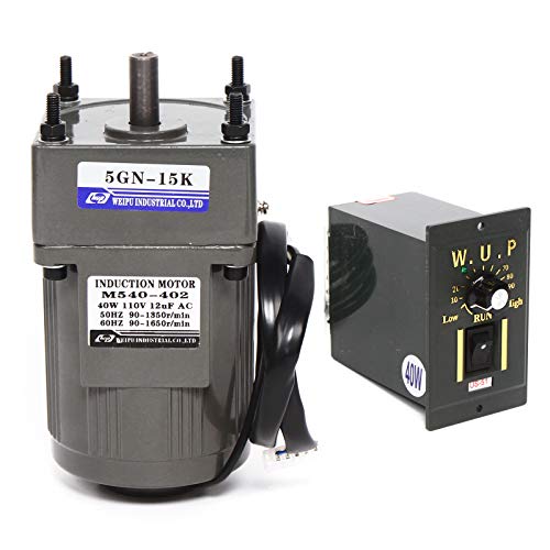 Getriebemotor Elektromotor Wechselstrom 40W 220V Einphasig Hohe Drehmomente Einstellbarer mit Drehzahlregler, 1:15(15K), 9U/min von Aohuada