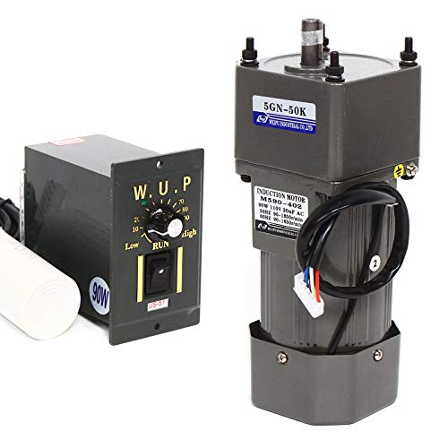Getriebemotor Elektromotor Wechselstrom 90W 220V Einphasig Hohe Drehmomente Einstellbarer mit Drehzahlregler, 1:50(50K), 27U/min von Aohuada