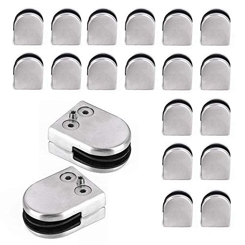 Glasklemme Edelstahl Glashalterung 20pcs 8-10mm Glashalter klemmhalter glas Verstellbare Glashalterung Flache Rückseite für Balustrade Treppe Handlauf Geländer Baustoffe von Aohuada