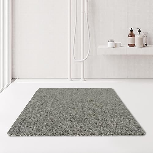 Rutschfeste Duschmatte,80 x 80 cm,Weiche Komfort-Badematte Mit Drainagelöchern,Schimmelhemmend, Schnell Trocknend, Abwaschbare PVC-Duschmatten,Für Nassbereiche,Dicher für Kinder und ältere Mensch,Grau von Aohuada