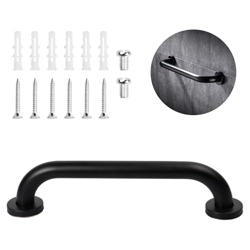 Rutschfester Handlauf Edelstahl, 30cm Haltegriffe für Senioren, Dusch- und Badewannengriff, Sicherheitsgriff zur Wandmontage im Badezimmer (Schwarz) von Aohyue