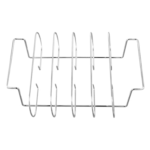 Spareribs Halter Grill, Braten und Rippchenhalter Edelstahl, Hält Bis zu 5 Volle Rippenracks, Grill-Rippenregale zum Räuchern, Rippenständer Geeignet für Gasgrills und Holzkohlegrills, 31 x 25 x 7.3cm von Aohyue