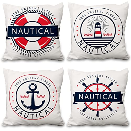 Aoihrraan 41x41cm 4er Set Dekorativ Kissenbezug Nautisch Anker Leuchtturm Rettungsring Weiß Quadratische Dekokissen Aus Leinen Sommer Couchkissen Für Wohnzimmer Draussen Balkon Patio Garten Sofá Aoihrraan 41x41cm 4er Set Dekorativ Kissenbezug Nautisch Anker Leuchtturm Rettungsring Weiß Quadratische Dekokissen Aus Leinen Sommer Couchkissen Für Wohnzimmer Draussen Balkon Patio Garten Sofá von Aoihrraan