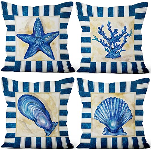 Aoihrraan 41x41cm 4er Set Dekorativ Meer Thema Kissenbezug Blau Seestern Muschel Muscheln Koralle Zierkissenbezug Quadratische Couchkissen Dekokissen Schlafzimmer Wohnzimmer Draussen Garten Sofa Aoihrraan 41x41cm 4er Set Dekorativ Meer Thema Kissenbezug Blau Seestern Muschel Muscheln Koralle Zierkissenbezug Quadratische Couchkissen Dekokissen Schlafzimmer Wohnzimmer Draussen Garten Sofa von Aoihrraan