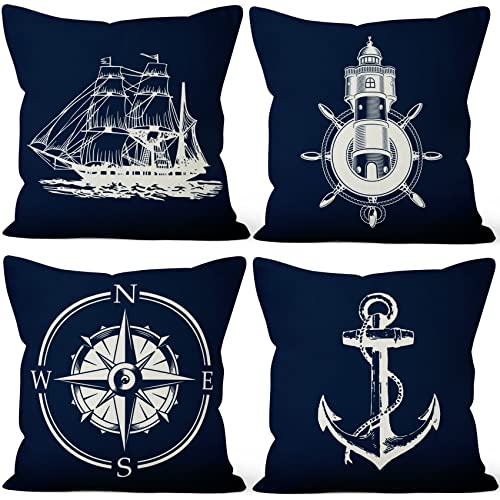 Aoihrraan 46x46cm 4er Set Dekorativ Marine Blau Nautisch Segeln Kissenbezug Anker Navigation Kompass Leuchtturm Segelboot Zierkissenbezug Quadratische Couchkissen Dekokissen Schlafzimmer Innen Sofa Aoihrraan 46x46cm 4er Set Dekorativ Marine Blau Nautisch Segeln Kissenbezug Anker Navigation Kompass Leuchtturm Segelboot Zierkissenbezug Quadratische Couchkissen Dekokissen Schlafzimmer Innen Sofa von Aoihrraan