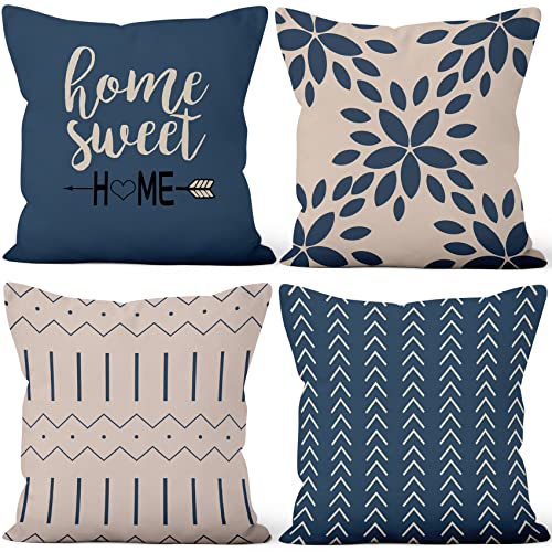 Aoihrraan 60x60cm 4er Set Dekorativ Kissenbezug Blau Weiß Heim Modern Geometrisch Pattern Weicher Plüsch Quadratischer Kissenbezug Bauernhaus Wohnzimmer Draussen Balkon Patio Stuhl Garten Sofá Aoihrraan 60x60cm 4er Set Dekorativ Kissenbezug Blau Weiß Heim Modern Geometrisch Pattern Weicher Plüsch Quadratischer Kissenbezug Bauernhaus Wohnzimmer Draussen Balkon Patio Stuhl Garten Sofá von Aoihrraan