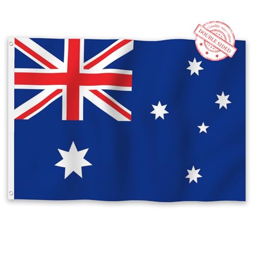 Aoihrraan Australien Flagge 80x120cm Doppelseitige 100% Polyester Lebendige Farben Australische Flaggen für Draußen Feiern Haus Garten Veranda Dekoration Nationalflaggen Mit 2 Robusten Ösen Aoihrraan Australien Flagge 80x120cm Doppelseitige 100% Polyester Lebendige Farben Australische Flaggen für Draußen Feiern Haus Garten Veranda Dekoration Nationalflaggen Mit 2 Robusten Ösen von Aoihrraan