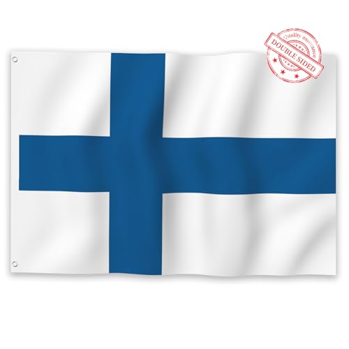 Aoihrraan Finnland Flagge 90x150cm Doppelseitige Lebendige Farben Finnische Flaggen Für Draußen Feiern Veranda Dekoration Nationalflaggen Mit 2 Stabilen Ösen Präzision Maschine Genäht 100% Polyester Aoihrraan Finnland Flagge 90x150cm Doppelseitige Lebendige Farben Finnische Flaggen Für Draußen Feiern Veranda Dekoration Nationalflaggen Mit 2 Stabilen Ösen Präzision Maschine Genäht 100% Polyester von Aoihrraan