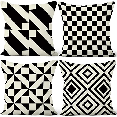 Aoihrraan Kissenbezüge 4er Set, Schwarz Weiß Geometrie Wurfkissenbezüge Minimalistisch Symmetrisch Weicher Kurzer Plüsch Quadrat Kissenbezug für Sofa Couch Schlafzimmer Auto Stuhl Wohnkultur 60x60cm Aoihrraan Kissenbezüge 4er Set, Schwarz Weiß Geometrie Wurfkissenbezüge Minimalistisch Symmetrisch Weicher Kurzer Plüsch Quadrat Kissenbezug für Sofa Couch Schlafzimmer Auto Stuhl Wohnkultur 60x60cm von Aoihrraan