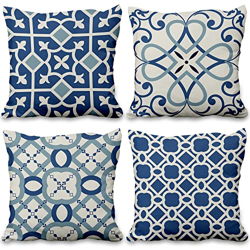 Aoihrraan Marine Blau Und Elfenbein Kissenbezug 41x41cm 4er Set Modern Geometrisch Zierkissenbezug Quadratische Couchkissen Dekokissen Für Wohnzimmer Schlafzimmer Draussen Garten Sofa Kissen Bezug Aoihrraan Marine Blau Und Elfenbein Kissenbezug 41x41cm 4er Set Modern Geometrisch Zierkissenbezug Quadratische Couchkissen Dekokissen Für Wohnzimmer Schlafzimmer Draussen Garten Sofa Kissen Bezug von Aoihrraan
