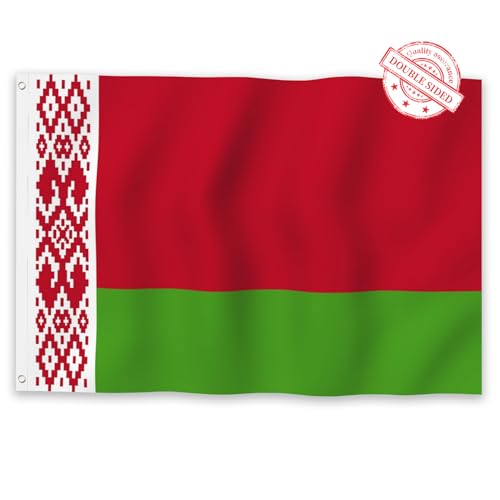 Aoihrraan Weißrussland Flagge 80x120cm Double Sided BELARUSIAN National Flags Banner für Outdoor-Feiern Haus Garten Veranda Party Dekoration Fahnen mit 2 Stabilen Ösen Präzision Maschine Genäht von Aoihrraan
