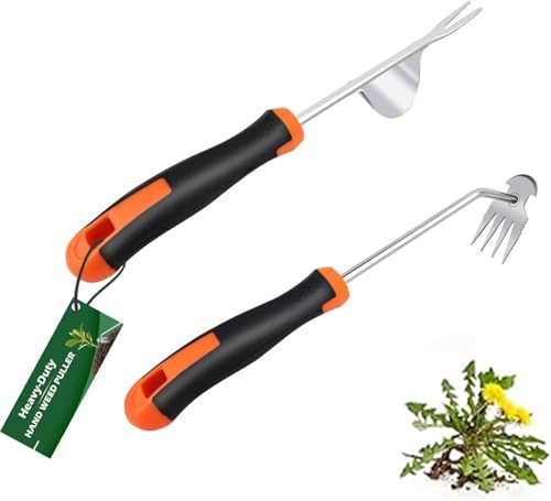 Aoipend Hand-Unkraut-Werkzeug, Gummi-Griff, manueller Unkrautabzieher, Entwurzelungswerkzeuge, Crack Weeder Fugendüse, 4 Zähne, Unkrautwerkzeug, Unkrautwerkzeug für Gartenarbeit (Basic (2 Stück)) von Aoipend