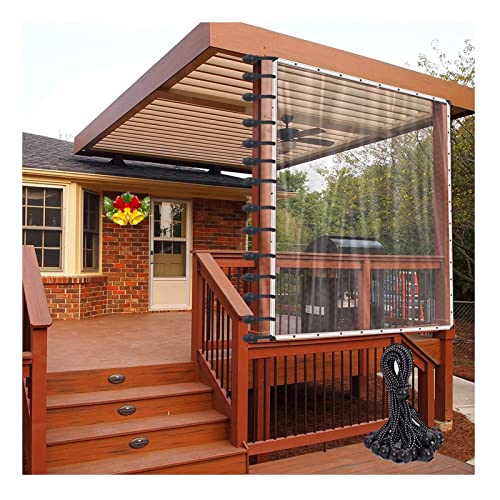 Aoisavch Outdoorvorhänge terrassen Windschutz transparent, 0,3 mm Dicke Pergola-Vorhänge mit Ösen, durchsichtige Plane, 400 g/m², 60 Größen (Color : Clear, Size : 13.78x8.2'/4.2x2.5m) von Aoisavch