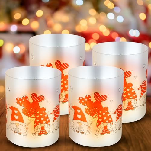 12Pcs Windlicht Tischdeko Weihnachten Deko, Weihnachten Tischdeko,Windlicht Weihnachten,Windlicht Tischdeko mit Weihnachtswichtel und Love - Perfekt für Teelichter/Kerzen von Aoiuenok