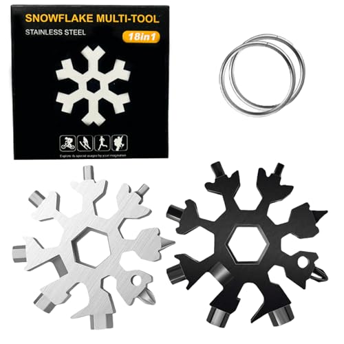18-in-1 Schneeflocken Multitool, 2 pcsEdelstahl Multitool Schneeflocke,Schneeflocke Multi-Tool,Reisen, Freien, CampingWeihnachtsgeschenke für Männer, Adventskalender Männer Geschenke von Aoiuenok