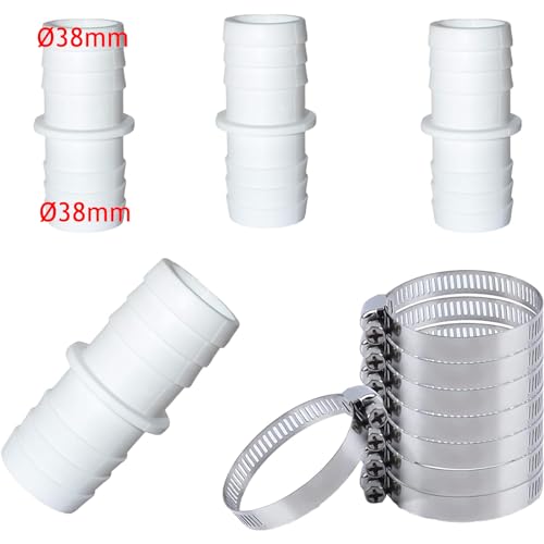 Aoiuenok 4X Schlauchverbinder 38mm auf 38mm Ø Set mit Schlauchschellen-Doppelschlauchtülle 4er Pack-Pool-Schlauchadapter-mit 8X Universal Edelstahl Schlauchschellen Aoiuenok 4X Schlauchverbinder 38mm auf 38mm Ø Set mit Schlauchschellen-Doppelschlauchtülle 4er Pack-Pool-Schlauchadapter-mit 8X Universal Edelstahl Schlauchschellen von Aoiuenok