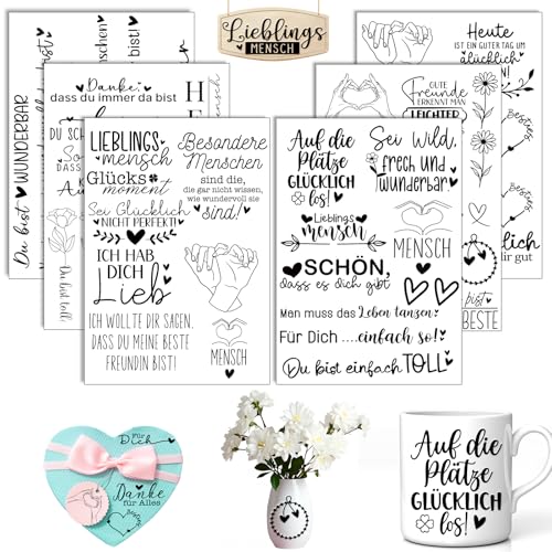 Rub On Sticker Freunde, 6 Stück A5 Rub On Aufkleber, Folie Transferaufkleber, für Möbel, Glas, Holz, Scrapbooking, DIY Basteln Deko (Freund) von Aoiuenok