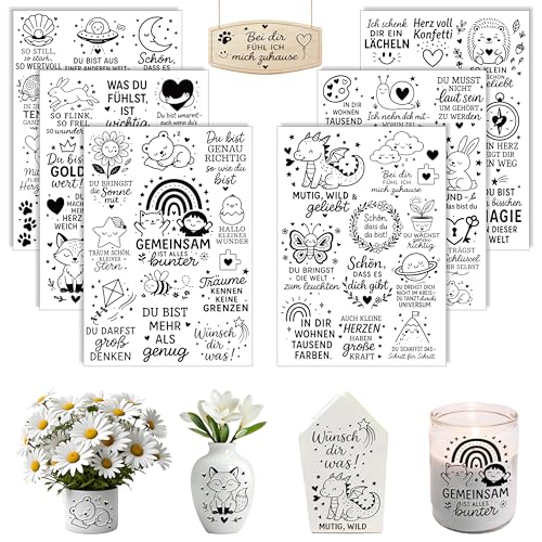 Rub On Sticker aufkleber kinder, 6 Stück A5 Rub On Aufkleber, Rub On Folie Transferaufkleber, Rub On aufkleber kinder, für Möbel, Glas, Holz, Scrapbooking, DIY Basteln Deko von Aoiuenok