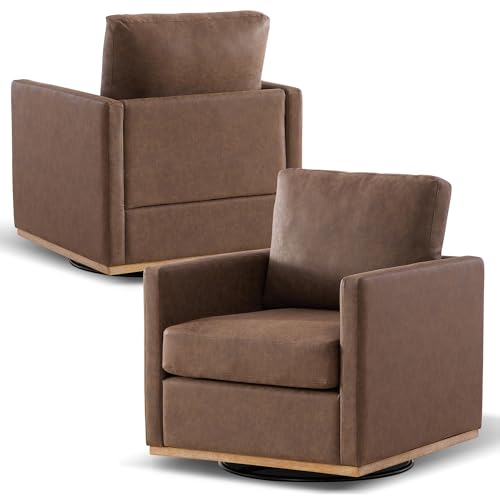 Aoiy & Wifon 78 cm B Drehstuhl, 2er-Set, Mitte des Jahrhunderts, moderner Drehstuhl für Wohnzimmer, bequemer kleiner Akzentstuhl, PU-Leder, Kaffee Aoiy & Wifon 78 cm B Drehstuhl, 2er-Set, Mitte des Jahrhunderts, moderner Drehstuhl für Wohnzimmer, bequemer kleiner Akzentstuhl, PU-Leder, Kaffee von Aoiy & Wifon
