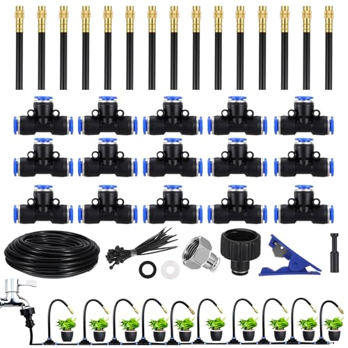 49.21Ft Tropfbewässerung Kit, Garten Tropfbewässerungssystem - 360° verstellbares automatisches Bewässerungssystem mit Messingdüsen für Hof, Rasen, Gewächshauspflanzen 49.21Ft Tropfbewässerung Kit, Garten Tropfbewässerungssystem - 360° verstellbares automatisches Bewässerungssystem mit Messingdüsen für Hof, Rasen, Gewächshauspflanzen von AojSup