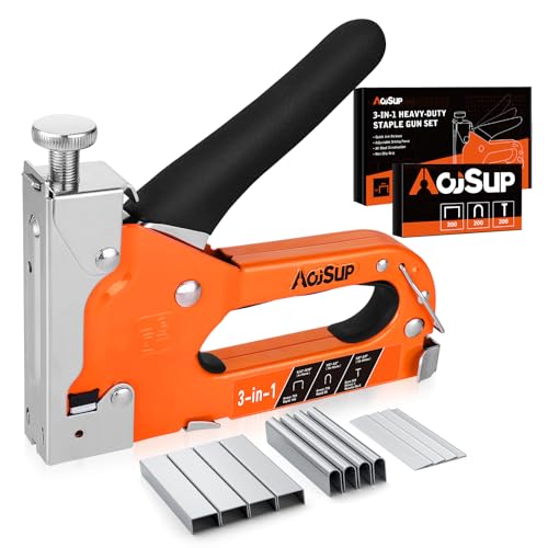 AojSup Handtacker Set mit 600 Klammern, 3 In 1 Professional Handtacker, Profi Tacker für Holz, Regulierbarer Schusskraft Tackerpistole für Tischlerei, Dekoration, Kabelbefestigung AojSup Handtacker Set mit 600 Klammern, 3 In 1 Professional Handtacker, Profi Tacker für Holz, Regulierbarer Schusskraft Tackerpistole für Tischlerei, Dekoration, Kabelbefestigung von AojSup