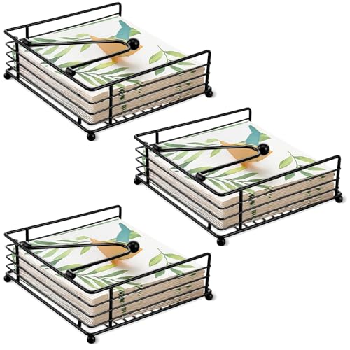 Serviettenhalter für Papierservietten, flache Serviettenhalter, Metall-Serviettenspender für Küchentische, Bauernhaus, Abendessen, Outdoor, 18 cm L x 18 cm B x 6,9 cm H, 3 Stück Serviettenhalter für Papierservietten, flache Serviettenhalter, Metall-Serviettenspender für Küchentische, Bauernhaus, Abendessen, Outdoor, 18 cm L x 18 cm B x 6,9 cm H, 3 Stück von AojSup