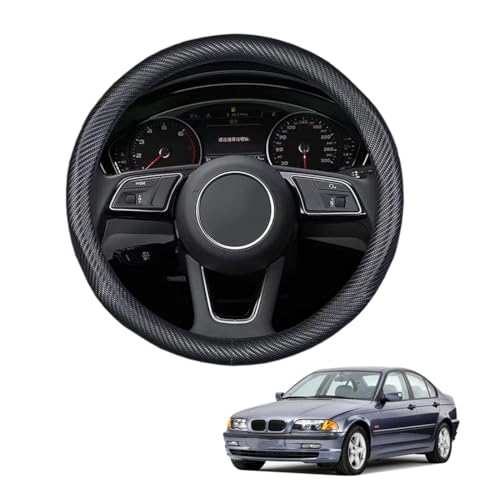 Aojiek Carbon Lenkradbezug für 3 Series E46 2000-2005 Runde Form Auto Lenkradhülle Anti-Rutsch mit Silikon-Innenring Atmungsaktiv Matt Schwarz,Matte von Aojiek