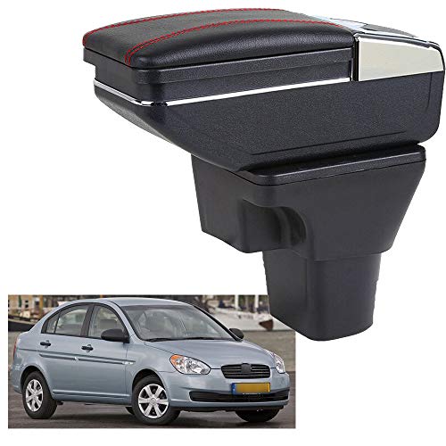 Auto Armlehne Pu Leder Mittelarmlehne Organizer FüR Hyundai Accent Verna 2006-2011 Mit Staufach GeträNkehalter Aschenbecher Innenausstattung ZubehöR Armrest Box von Aojiek