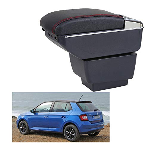 Auto Armlehne Pu Leder Mittelarmlehne Organizer FüR Skoda Fabia 3 2015-2019 Mit Staufach GeträNkehalter Aschenbecher Innenausstattung ZubehöR von Aojiek