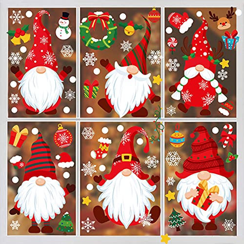 Fensterbilder Weihnachten Weihnachtsdeko 9 STÜCKE Weihnachten Fensterglas Tapete Gesichtsloser Zwerg Mann Muster Kinderzimmer Wohnzimmer Wandaufkleber Fensterdeko Weihnachtsdeko (Multicolor, One Size) von Aoklidil