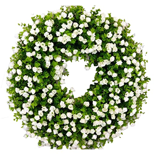 Türkranz Weihnachten Türkranz Weihnachten Außen Frühlingskranz für Haustür, Ostern, kleine Bunte grüne Blumenrahmen-Girlande, Willkommensdekoration Weihnachtskranz für Tür (Green, One Size) von Aoklidil