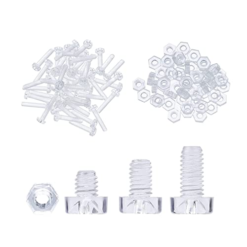 50 Stück Kunststoffschrauben und 50 Stück Muttern, transparente M3 x 8 mm Schraube, M3 x 3 mm Mutter, Acryl-Kreuzkopf-Maschinenschrauben, Muttern und Bolzen Set 50 Stück Kunststoffschrauben und 50 Stück Muttern, transparente M3 x 8 mm Schraube, M3 x 3 mm Mutter, Acryl-Kreuzkopf-Maschinenschrauben, Muttern und Bolzen Set von Aoktorkit