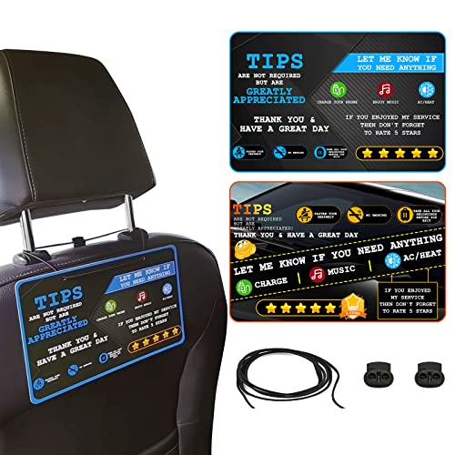 Aolamegs Rideshare Accessories Rating 5 StarsTippingTipingTips-Schild, perfektes Zubehör für Taxi-Bewertungsschilder, 22,9 x 15,2 cm, 2 Stück Aolamegs Rideshare Accessories Rating 5 StarsTippingTipingTips-Schild, perfektes Zubehör für Taxi-Bewertungsschilder, 22,9 x 15,2 cm, 2 Stück von Aolamegs