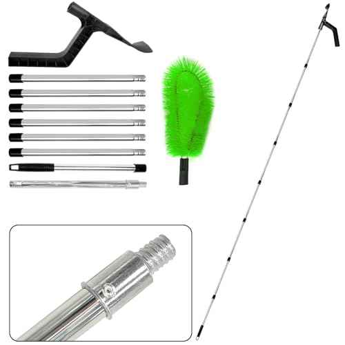 Aolawco 320 cm 2-in-1 Dachrinnenreinigungswerkzeuge mit Dachrinnenbürste & Laubschaufel, Dachrinnenreiniger mit 8-teiliger Stange von Aolawco