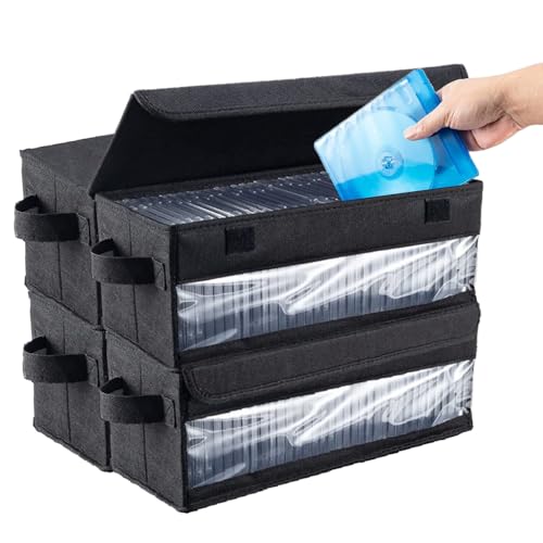 Aolawco CD-Aufbewahrungsbox mit Deckel, 34 x 15 x 14 cm, CD-Aufbewahrungsbox für 40 CDs in Juwelenhüllen, 80 CDs in schlanken Hüllen und 200 CDs in CD-Hüllen, Schwarz von Aolawco