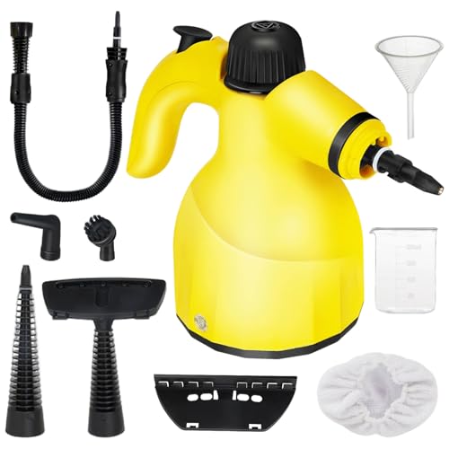 Aolawco Dampfreiniger, 1000W Dampfreiniger Handgerät Mit 9 Fleckenentfernungszubehör Eliminates Grease Küche Autositze, Fenster und Vieles Mehr,Sofa-Reiniger Fleckenentferner,350ml Tank Steam Cleaner von Aolawco