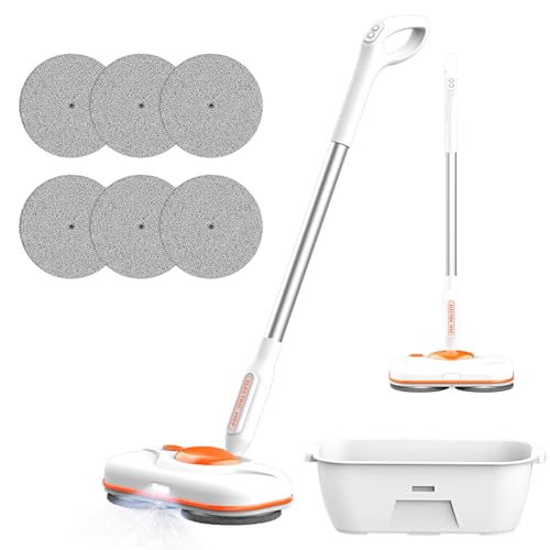 Aolawco Elektrischer Mopp Kabellos Bodenwischer Elektrisch, Wischmopp Poliermaschine mit Akku Sprühfunktion, 750ml Wassertank und LED Beleuchtung, Doppelte Rotation Moppe zum Wischen und Polieren von Aolawco