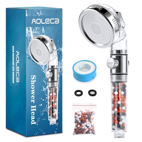 Omasi Duschkopf Wassersparend Handbrause mit Öko Ionen Filter Mineralsteinen Druckerhöhung Kalkfilter Dusche Duschbrause mit Wasserstop von Aoleca