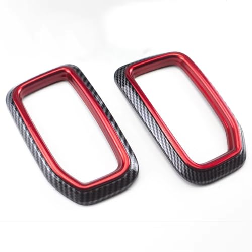 ABS-Kohlefaser mit roter seitlicher Klimaanlagen-Auslass-AC-Entlüftungsrahmen-Zierabdeckung im Innenraum Für Ford Ranger T9 Everest 2023 2024(Carbon with red 4pcs) von Aoleegatt
