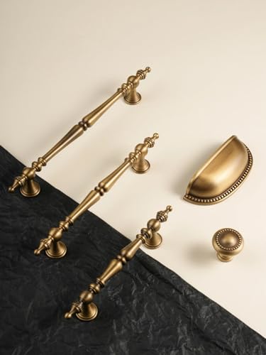 Antike Messing-Schranktgriffe in Kronenform braun Möbel Zubehör Schlafzimmer Schrank Tür Zieht Küche Schuhbox Schubladenknöpfe (Lochabstand - 160mm) von Aoleegatt