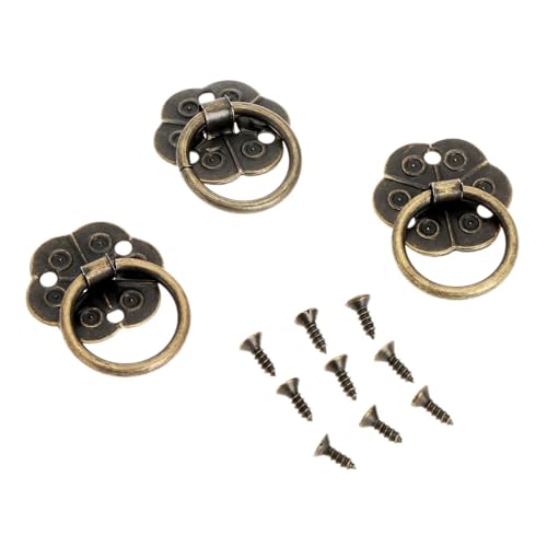 Aoleegatt 12 Stück Antik-Messing Dekorative Mini-Schmucktruhe Möbeltürgriff Schrank Kommode Schublade Ring Zugknöpfe mit Schrauben (Bronze Pflaumenblume) von Aoleegatt