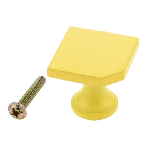 Aoleegatt 28 mm quadratische Küchenschrankknöpfe mit Schraube, Möbelknopf aus Zinklegierung für Kinderzimmer, Heimdekoration, Schranktürgriffe, Hardware (gelb) von Aoleegatt