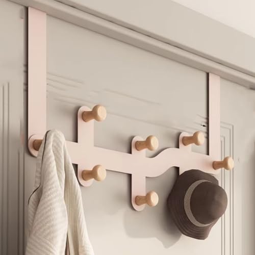 Aoleegatt Aufbewahrungshaken aus Holz für die Tür, Kleiderhaken, Mäntel, Hüte, Handtücher, Organizer für Zuhause, Badezimmer, Küchenzubehörhalter (Pink-8) von Aoleegatt