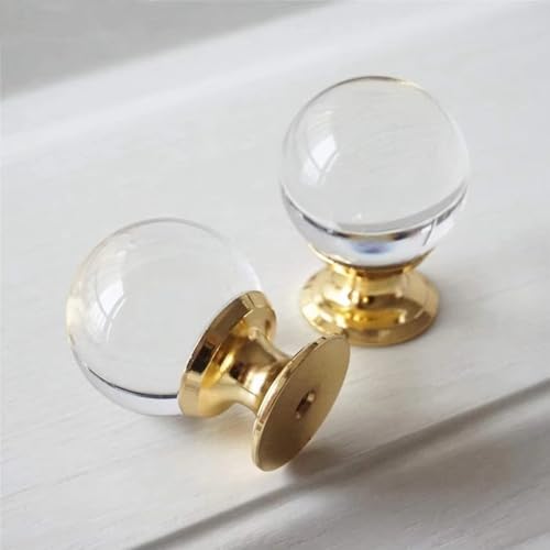 Aoleegatt Goldfarbene transparente Kristallglasknöpfe Schränke Schubladen,runder Türknauf,Kleiderschrank,Kommode,Moderne Möbelbeschläge (1 Stück) von Aoleegatt