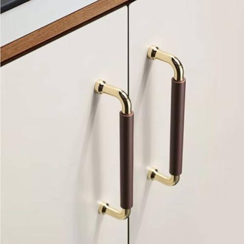 Aoleegatt Heller Schranktürgriff, farblich passendes Metall, moderner minimalistischer großer Kleiderschrank-Schubladengriff, Schubladengriff mit Doppelloch (7791-Goldbraun-320) von Aoleegatt